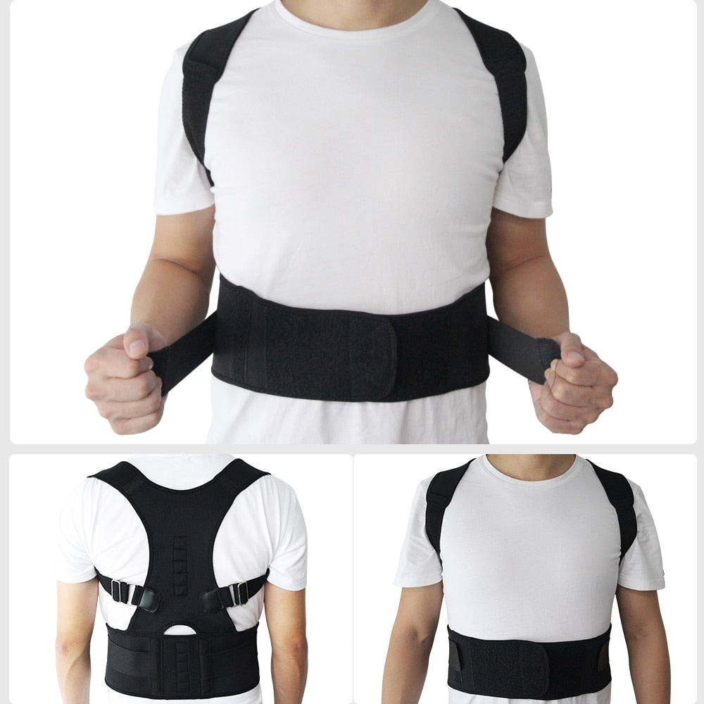  Magnetic Therapy Posture Corrector Men's and Women's Orthopedic  Corset Back Waist Support with Shoulder Brace Medical Corset (Color :  Black, Size : Small) : Health & Household