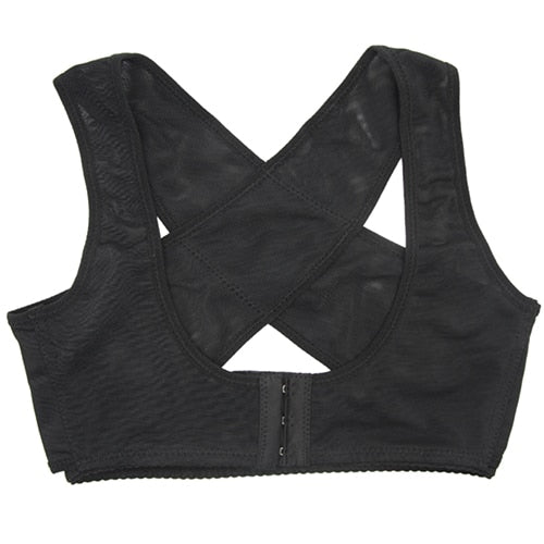 Lateral Retraction Bust Chest Girdle Female Humpback Prosthesis Chest  Support Slimmer Wear Bra Body Shapewear-M/Black